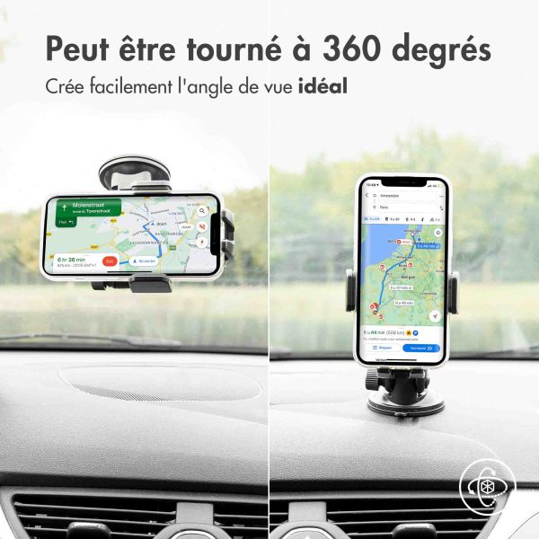 Accezz Support de téléphone de voiture iPhone 12 - Chargeur sans fil - Tableau de bord et pare-brise - Noir