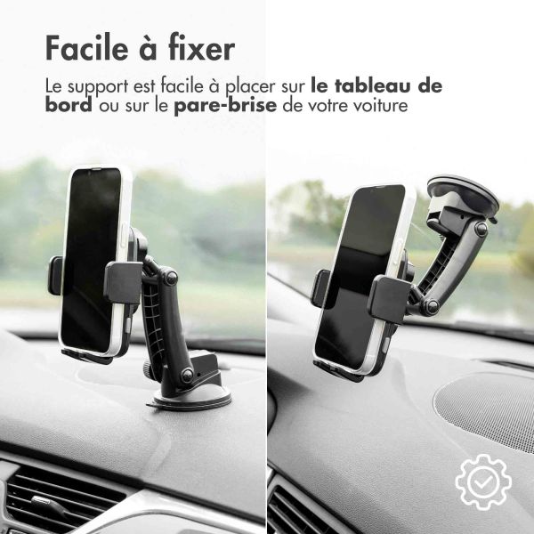 Accezz Support de téléphone de voiture iPhone 12 - Chargeur sans fil - Tableau de bord et pare-brise - Noir