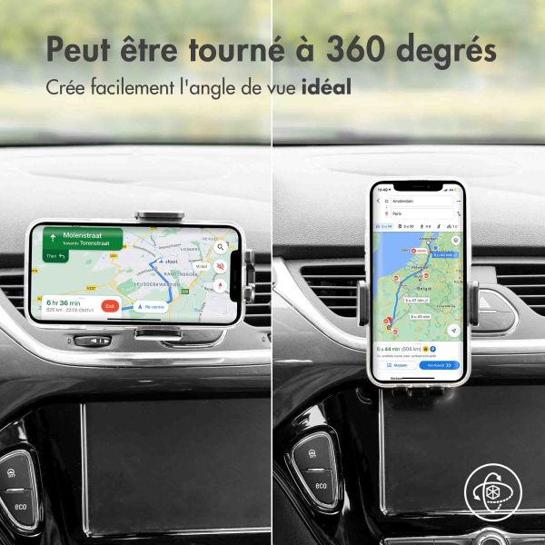 Accezz Support de téléphone pour voiture iPhone 7 - Chargeur sans fil - Grille d'aération - Noir