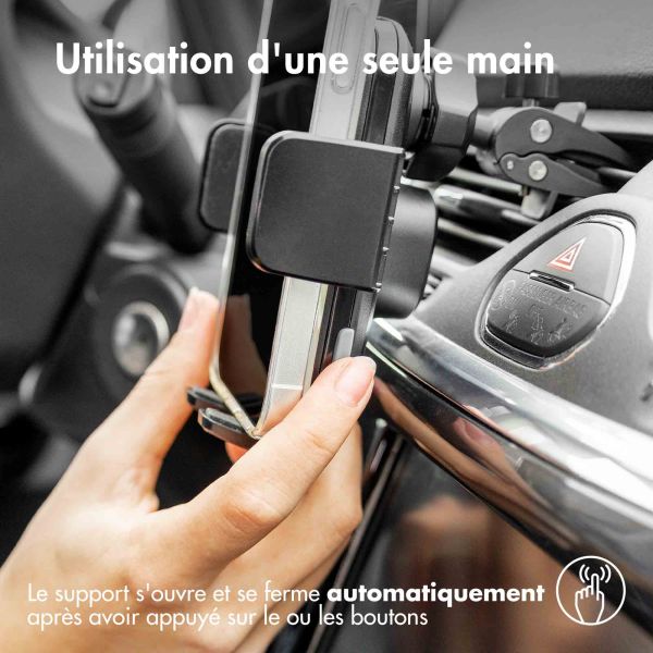 Accezz Support de téléphone pour voiture iPhone 7 - Chargeur sans fil - Grille d'aération - Noir