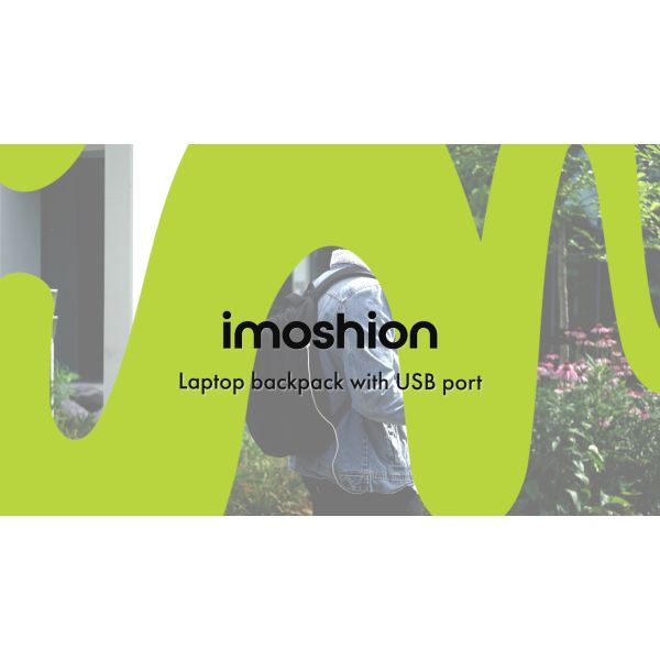 imoshion ﻿Sac à dos pour ordinateur portable avec port USB - Convient aux ordinateurs portables jusqu'à 15.6 pouces - Sac à dos pour ordinateur portable pour hommes - Noir