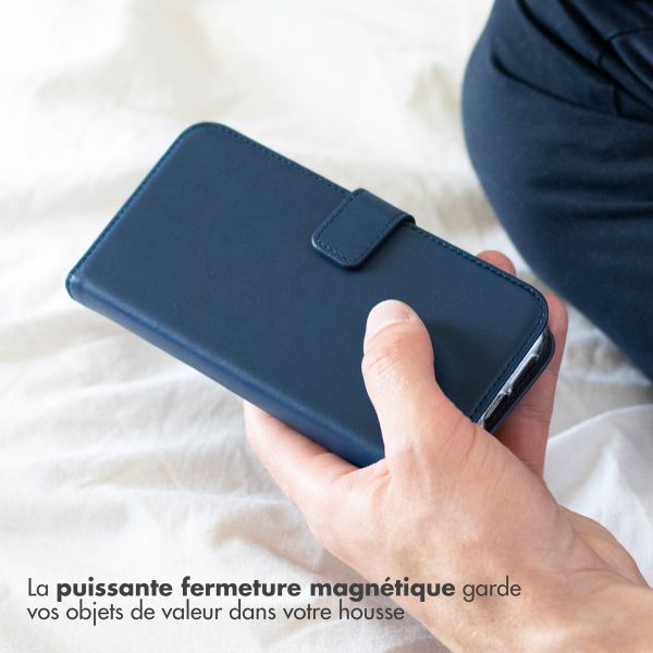 Selencia Étui de téléphone en cuir véritable iPhone 13 Pro - Bleu