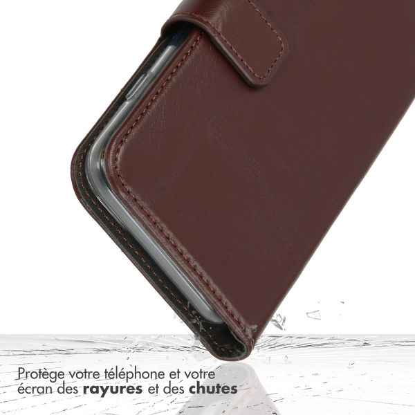 Selencia Étui de téléphone portefeuille en cuir véritable Samsung Galaxy A34 (5G) - Brun
