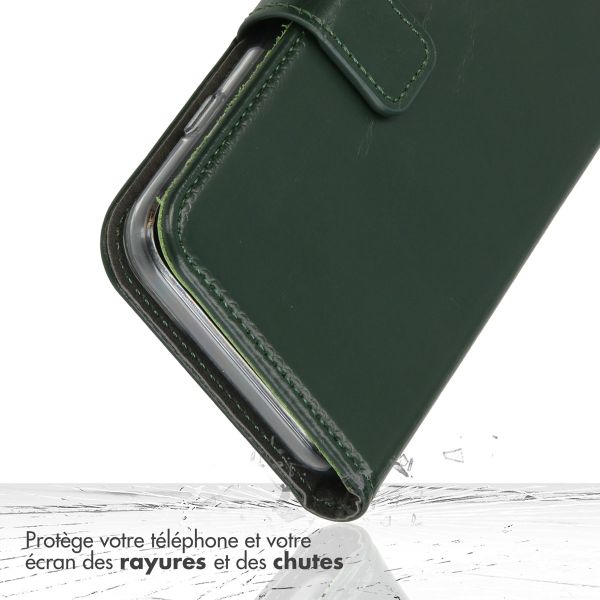 Selencia Étui de téléphone portefeuille en cuir véritable Samsung Galaxy A55 - Vert