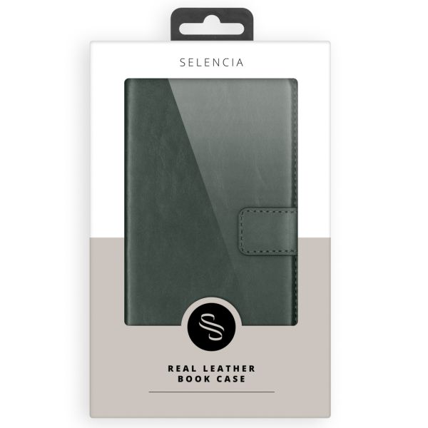 Selencia Étui de téléphone portefeuille en cuir véritable Samsung Galaxy A55 - Vert