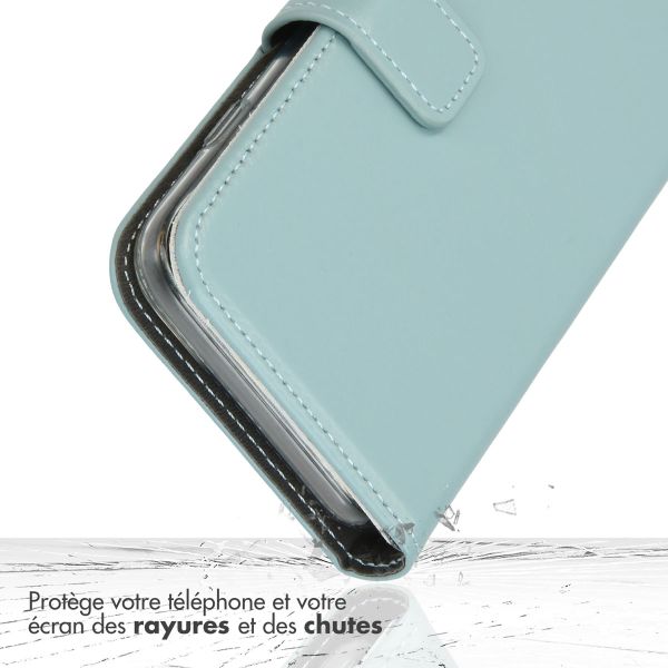 Selencia Étui de téléphone en cuir véritable iPhone 13 Mini - Bleu clair