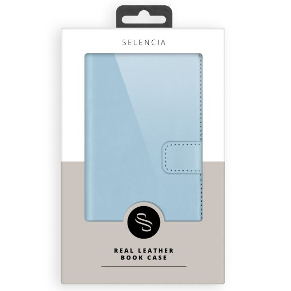 Selencia Étui de téléphone portefeuille en cuir véritable iPhone 14 - Air Blue
