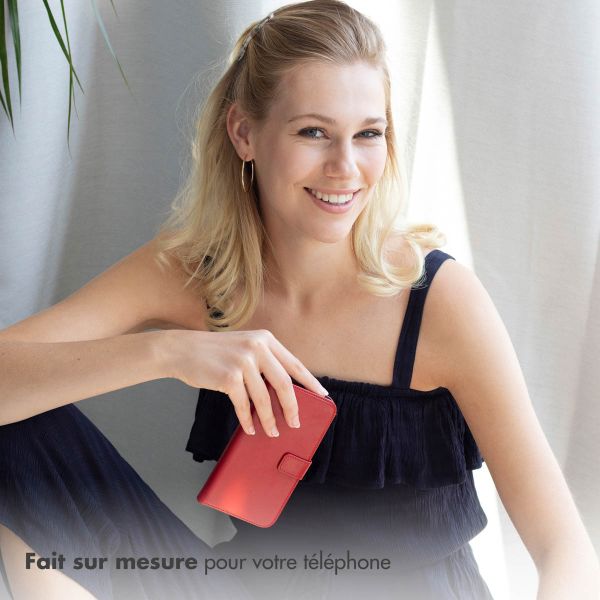 Selencia Étui de téléphone portefeuille en cuir véritable Samsung Galaxy S24 Ultra - Rouge