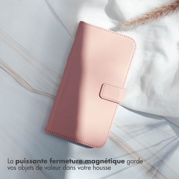 Selencia Étui de téléphone portefeuille en cuir véritable Samsung Galaxy S24 Ultra - Dusty Pink