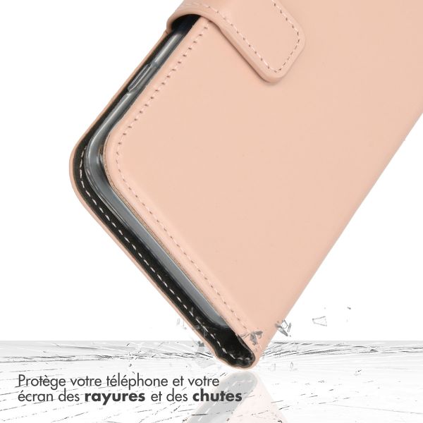 Selencia Étui de téléphone portefeuille en cuir véritable iPhone 15 Plus - Dusty Pink
