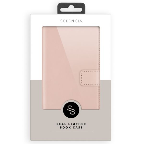 Selencia Étui de téléphone portefeuille en cuir véritable Samsung Galaxy A55 - Dusty Pink