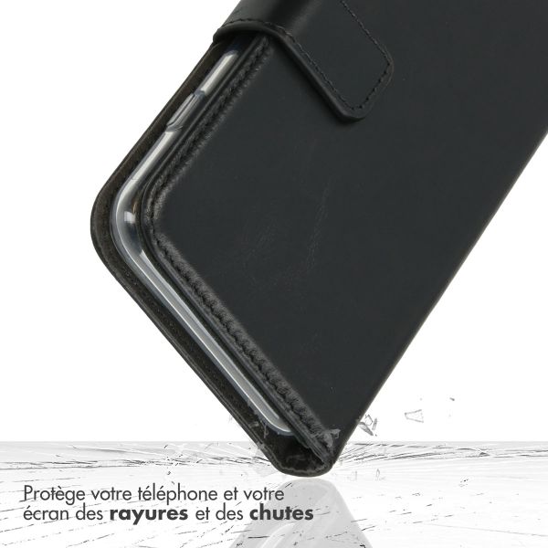 Selencia Étui de téléphone portefeuille en cuir véritable Google Pixel 7 - Noir