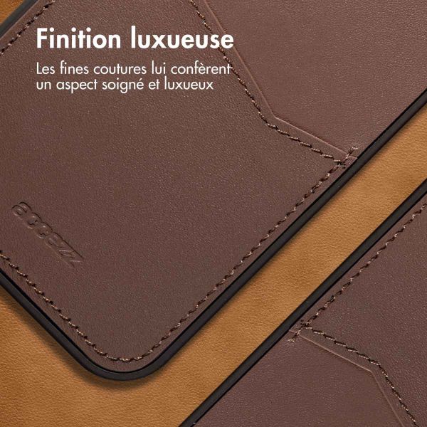 Accezz ﻿Coque en cuir de qualité supérieure avec fentes pour cartes Samsung Galaxy S22 Ultra - Brun