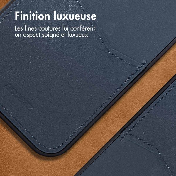 Accezz ﻿Coque en cuir de qualité supérieure avec fentes pour cartes iPhone 14 Plus - Bleu foncé