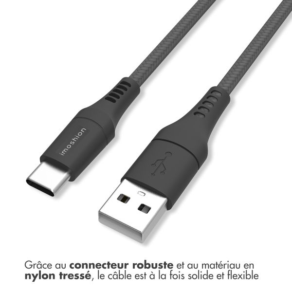 iMoshion Braided USB-C vers câble USB Samsung Galaxy A12 - 1 mètre - Noir