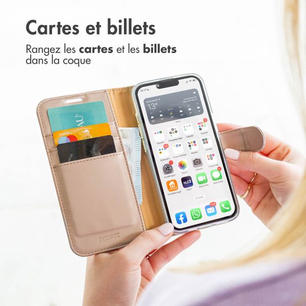 Accezz Étui de téléphone portefeuille Wallet iPhone 13 Pro - Dorée