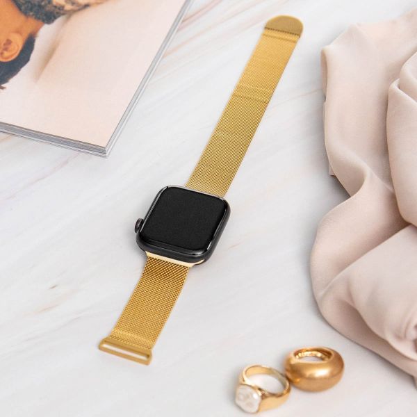 imoshion Bracelet magnétique milanais Apple Watch Series 1-10 / SE / Ultra (2) - 42/44/45/46/49 mm - Taille S - Dorée