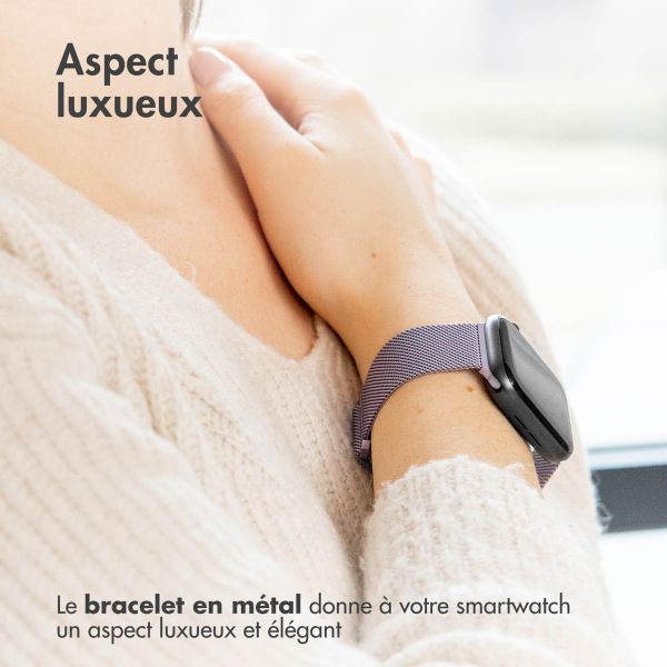 imoshion Bracelet magnétique milanais Apple Watch Series 1-10 / SE / Ultra (2) - 42/44/45/46/49 mm - Taille S - Violet