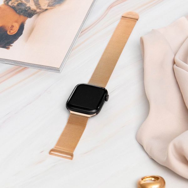 imoshion Bracelet magnétique milanais Apple Watch Series 1-9 / SE - 38/40/41 mm / Series 10 - 42 mm - Taille S - Rose Dorée