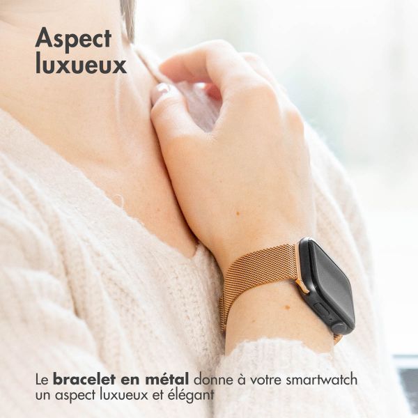 imoshion Bracelet magnétique milanais Apple Watch Series 1-9 / SE - 38/40/41 mm / Series 10 - 42 mm - Taille M - Rose Dorée