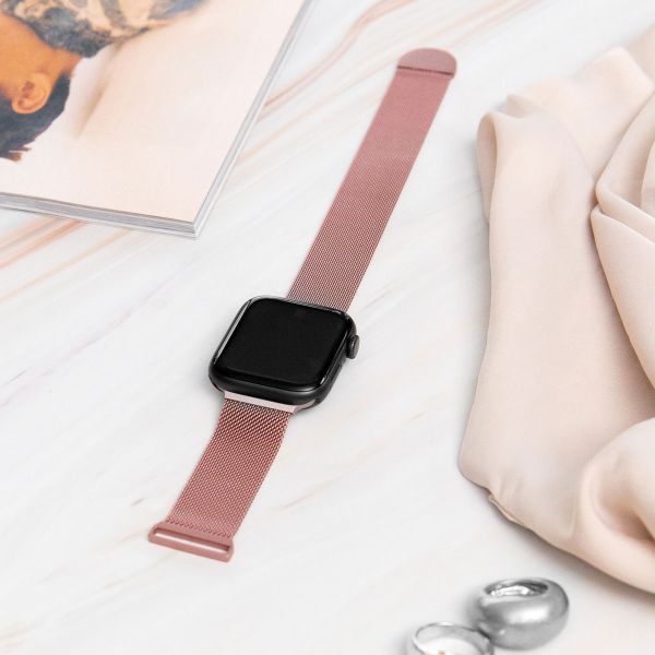 iMoshion Bracelet magnétique milanais Apple Watch Series 1-9 / SE / Ultra (2) - 42/44/45/49 mm - Taille S - Rose