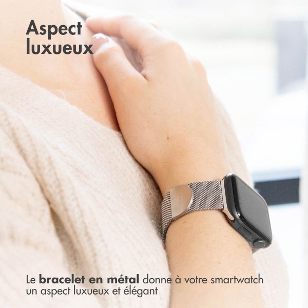 imoshion Bracelet magnétique milanais Apple Watch Series 1-9 / SE - 38/40/41 mm / Series 10 - 42 mm - Taille S - Argent