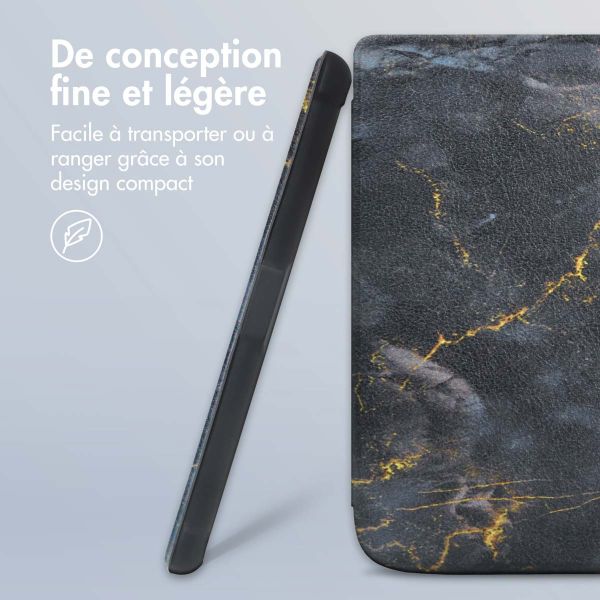 imoshion Slim Soft Sleepcover Kobo Clara 2E / Tolino Shine 4 - Black Marble