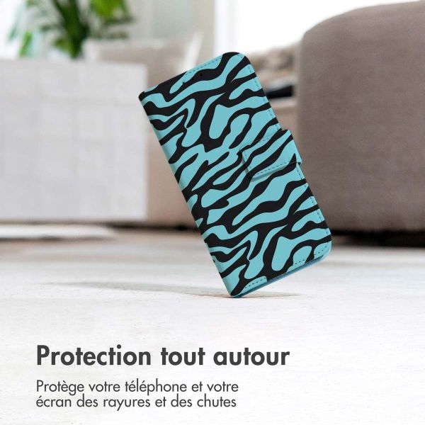 imoshion Étui de téléphone portefeuille Design Xiaomi Poco X6 Pro - Black Blue Stripes