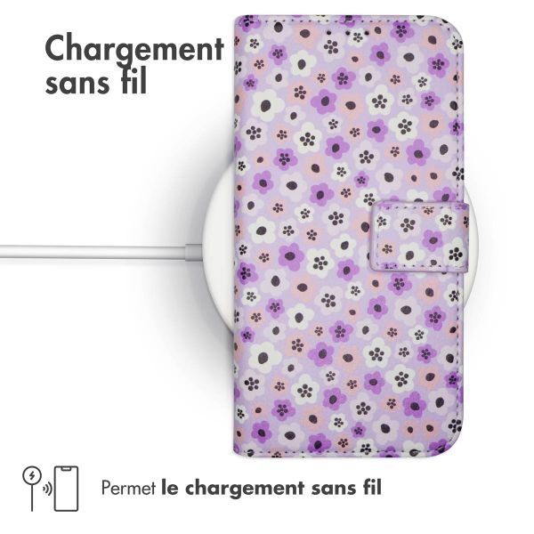 imoshion ﻿Étui de téléphone portefeuille Design iPhone 12 (Pro) - Purple Flowers