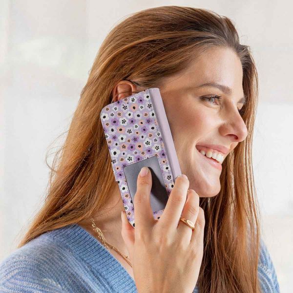 iMoshion ﻿Étui de téléphone portefeuille Design Google Pixel 6a - Purple Flowers