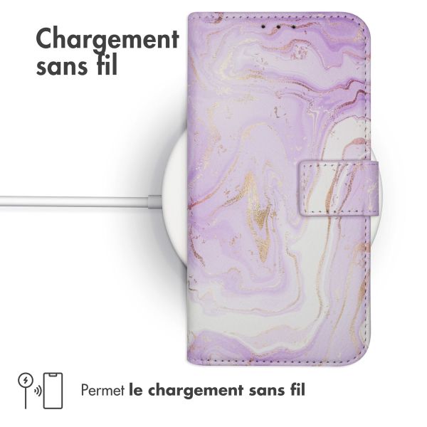 imoshion Étui de téléphone portefeuille Design iPhone 14 - Purple Marble