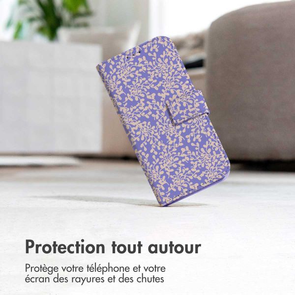 imoshion ﻿Étui de téléphone portefeuille Design Samsung Galaxy A53 - Purple White Flowers