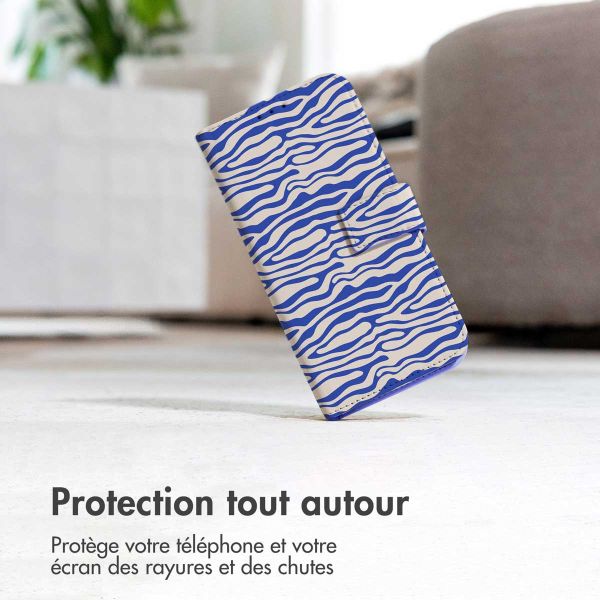 iMoshion ﻿Étui de téléphone portefeuille Design Huawei P30 Lite - White Blue Stripes