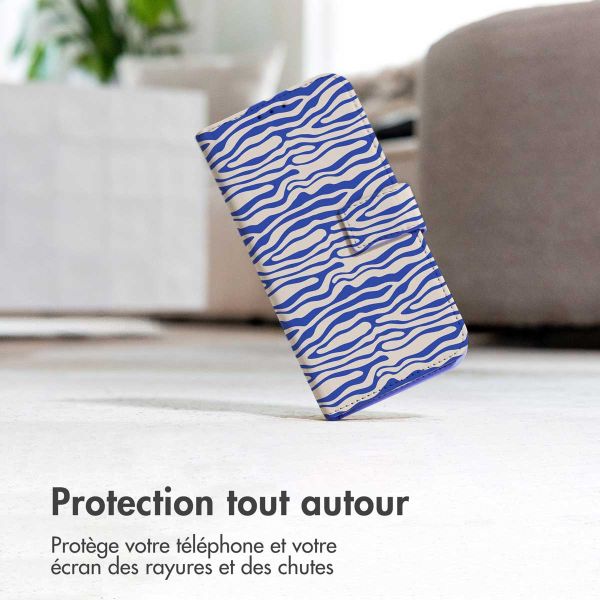 iMoshion ﻿Étui de téléphone portefeuille Design Samsung Galaxy A54 (5G) - White Blue Stripes