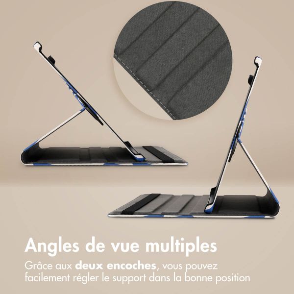 iMoshion Coque tablette Design rotatif à 360° Samsung Galaxy Tab S9 FE - White Blue Stripes
