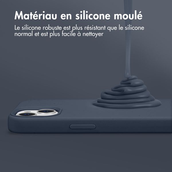 Accezz Coque Liquid Silicone iPhone 15 - Bleu foncé