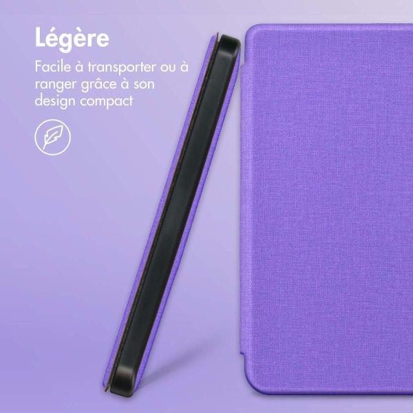 imoshion Étui de liseuse portefeuille Canvas Sleepcover avec support Kobo Libra H2O - Violet