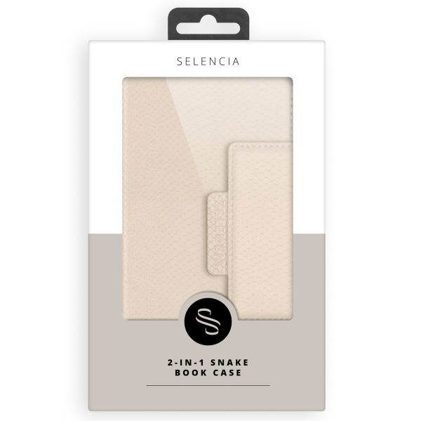 Selencia Etui portefeuille serpent amovible iPhone 13 Pro - Blanc