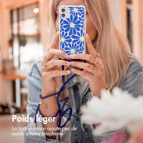 iMoshion Coque Design avec cordon iPhone 11 Pro Max - Cobalt Blue Flowers Connect