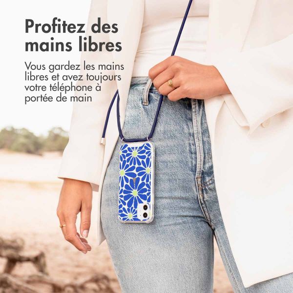 iMoshion Coque Design avec cordon iPhone 12 Pro Max - Cobalt Blue Flowers Connect