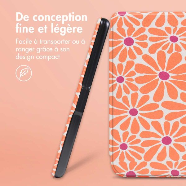 imoshion Design Slim Hard Case Sleepcover Kobo Aura One - Orange Flowers Connect