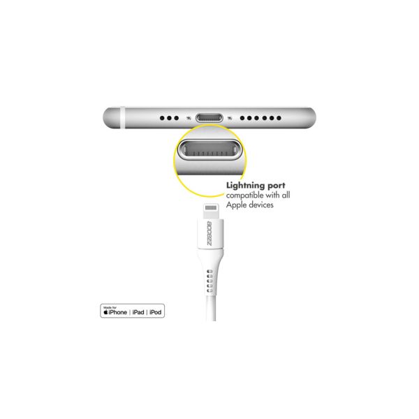 Accezz Câble Lightning vers USB iPhone 8 - Certifié MFi - 0,2 mètres - Blanc