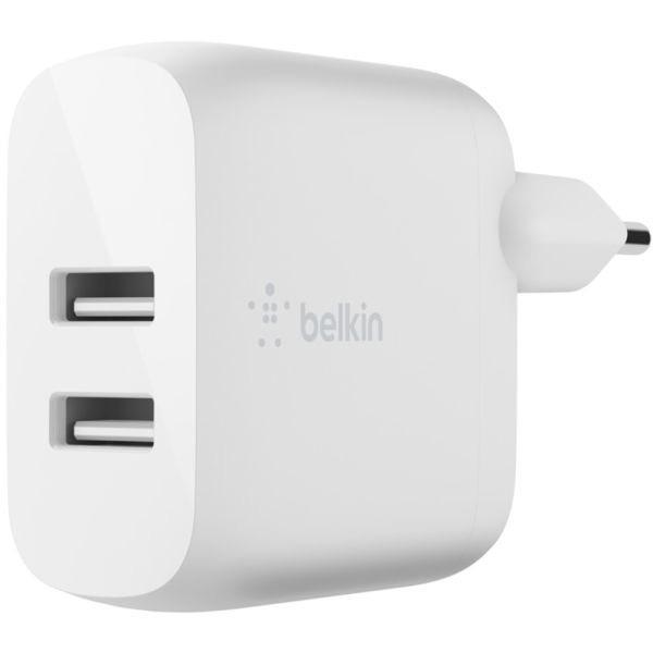 Belkin Boost↑Charge™ Dual USB Wall Charger iPhone 12 Mini + câble Lightning - 24W - Blanc