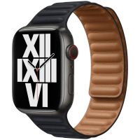 Apple Leather Link Apple Watch Series 1-10 / SE / Ultra (2) - 42/44/45/46/49 mm - Taille M/L - Midnight