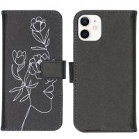 imoshion Coque silicone design iPhone 12 Mini - Woman Flower Black