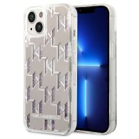 Karl Lagerfeld Coque arrière Liquid Glitter Monogram iPhone 14 - Argent