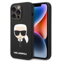 Karl Lagerfeld Coque arrière Karl's Head Liquid Silicone MagSafe iPhone 14 Pro - Noir