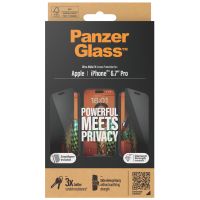 PanzerGlass ﻿Protection d'écran Privacy Ultra-Wide Fit Anti-bactérienne avec applicateur iPhone 15 Pro Max