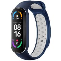 iMoshion Bracelet sportif en silicone Xiaomi Mi Band 5 / 6 - Bleu / Blanc