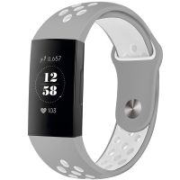 imoshion Bracelet sportif en silicone Fitbit Charge 3 / 4 - Gris / Blanc